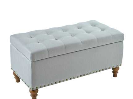 Upholstered Ottoman With Storage And Rivet Trim
