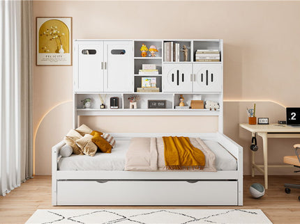 Daybed With All-In-One Cabinet And Shelf