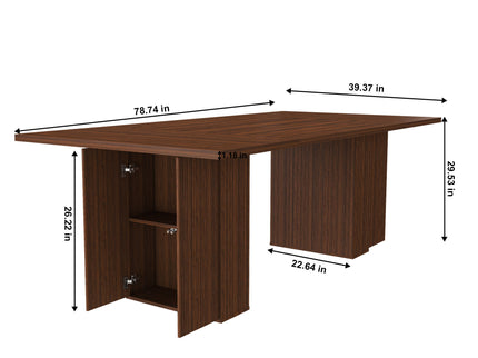 Rectangular Dining Table With Storage Base - Walnut