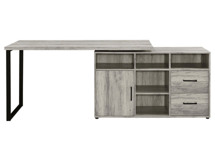 Corrado - L-Shape Office Desk With Storage - Gray