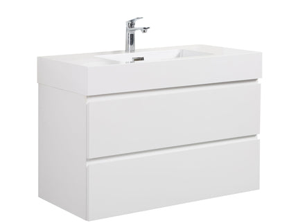 Alice - Bathroom Vanity With Large Storage, Sink Wall Mounted Floating Bathroom Vanity For Modern Bathroom, One-Piece Sink Basin Without Drain And Faucet