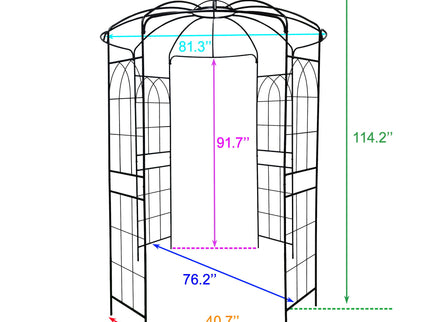 Metal Garden Arch Iron Garden Arbors Gazebo Dia High Birdcage Shape Pergola Pavilion For Wedding Ceremony