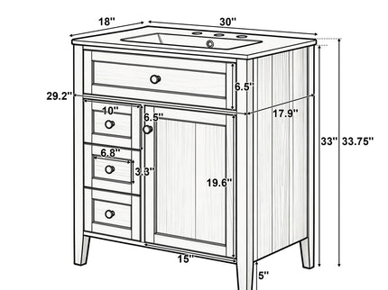 Bathroom Vanity With Sink, Soft Closing Cabinet