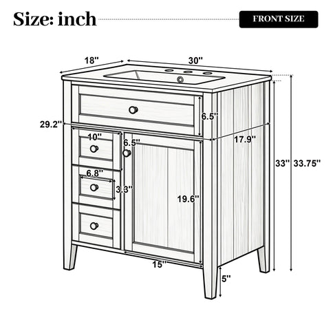 Bathroom Vanity With Sink, Soft Closing Cabinet