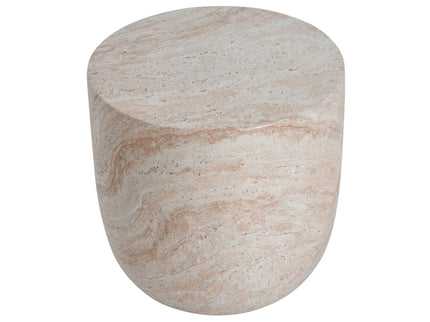 Outdoor / Indoor, Lightweight Concrete Side Table With Travertine - Beige
