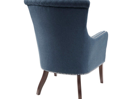 Accent Chair With Quilted Back And Silver Studs - Dark Blue