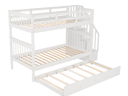 Stairway Bunk Bed With Storage And Guard Rail For Bedroom
