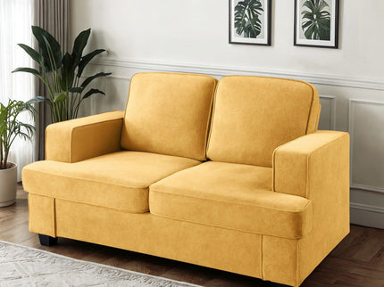 Modern Loveseat, Comfortable 2 Seater Couch With Deep Seating, Loose Back Cushions, Wide Arms