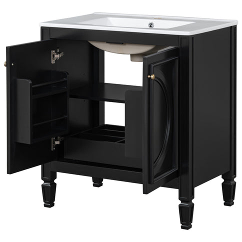 Double Sink Bathroom Vanity Set With Wall Mount Mirror Cabinet