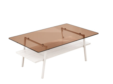 Rectangle Coffee Table, Tempered Glass Tabletop Modern Table For Living Room