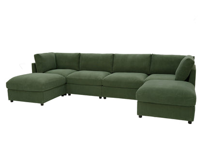 Reversible Modular Sectional With Custom Configuration And Premium Upholstery - Dark Green