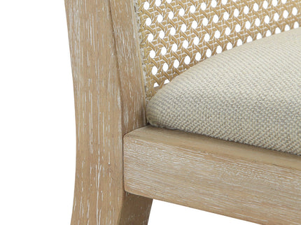Dining Chair With Synthetic Cane Back And Upholstered Seat (Set of 2) - Natural