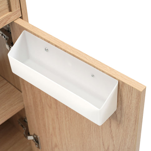 15.75" Bathroom Vanity With Reversible Resin Sink And Cabinet - Wood