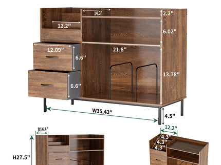 Eco-Friendly Vinyl Record Player Stand With Flip-Top Storage, Media Console With Dual Outlets And Dustproof Drawers