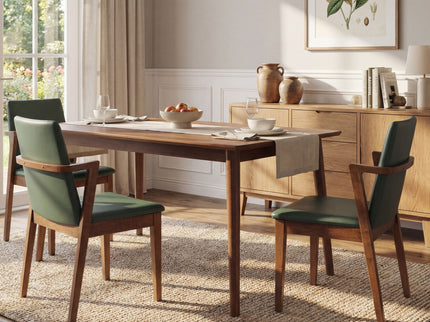 Dining Chairs (Set of 2) - Green / Walnut