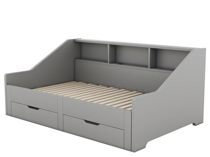 Daybed Frame With Storage Bookcases, 2 Drawers, Charging Station