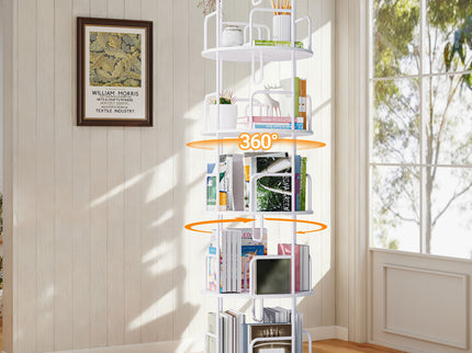 Rotating Bookshelf Tower 5 Tier Spinning 360 Degree Revolving Storage Shelf