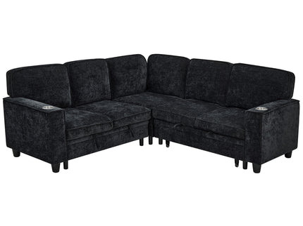 L-Shaped Sofa With Pull Out Sofa Bed With USB