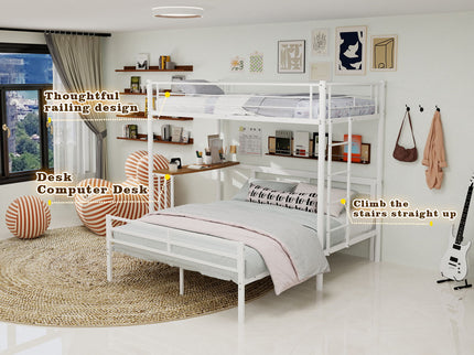 Bunk Bed With Built In Desk & Guardrail Frame