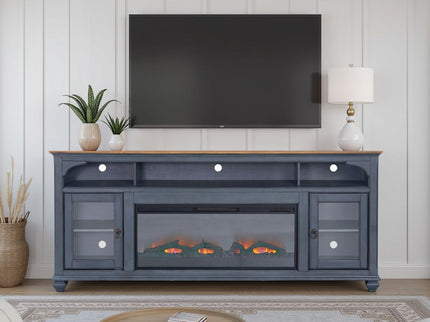 Fireplace TV Stand For TVs Up To 95" - Blue