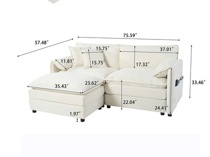 Modern Comfy Deep Seat Modular Sectional Sofa Cloud Couch With Ottoman