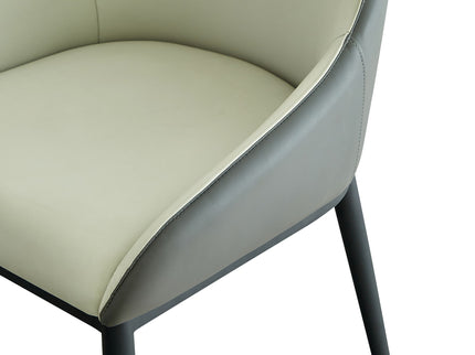 Modern Dining Chair Set Upholstered Seats Steel Metal Legs 2 Tone Contemporary Kitchen Living Room Furniture (Set of 2) - Black / Gray