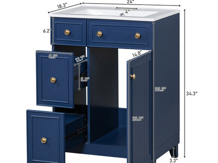Transitional Style Bathroom Vanity Cabinet With Ceramic Sink