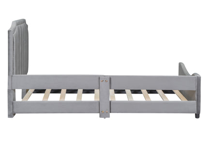 Upholstered Daybed With Classic Stripe Shaped Headboard