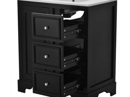 Bathroom Vanity With Sink, Modern Elegant Bathroom Storage Cabinet With 3 Drawers And Adjustable Shelves, Freestanding Vanity Set With Mirror Cabinet, Single Sink Bathroom Vanity