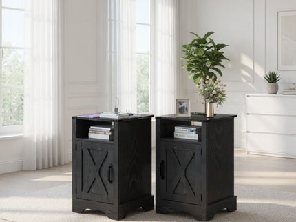 Farmhouse Nightstand, Charging Station & Storage
