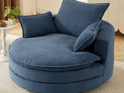 360° Swivel Accent Barrel Chair With Dual Layer Cushion And 3 Removable Pillows