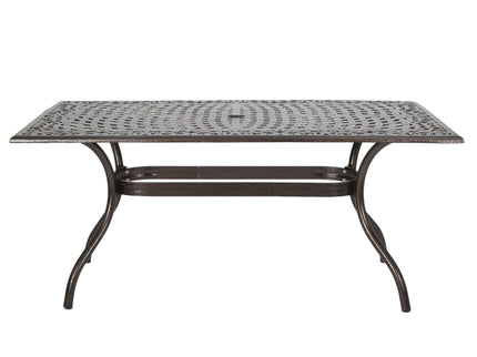Celestine - Outdoor Cast Aluminum Dining Table With Floral Lattice Design And Umbrella Holder