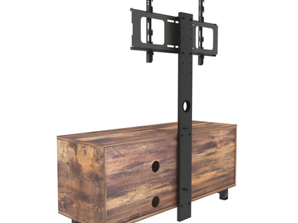 Rustic Brown TV Console With Push-To-Open Storage Cabinet For TV, Wood & Glass TV Stand For Living Room Bedroom - Rustic Brown