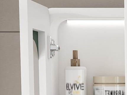 Wall Mounted Bathroom Mirror Cabinet With LED Lights, Anti Fog & Explosion Proof, Touch Control Medicine Cabinet, 3 Color Lighting - White