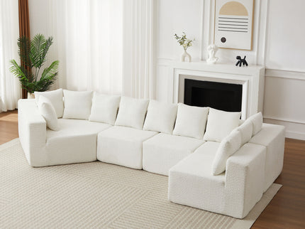 L - Shaped Modular Sofa With Deep Seat And 11 Pillows