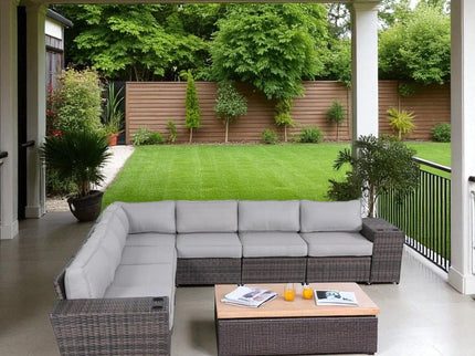 Modern Rattan Wicker Seating Group With Cushions