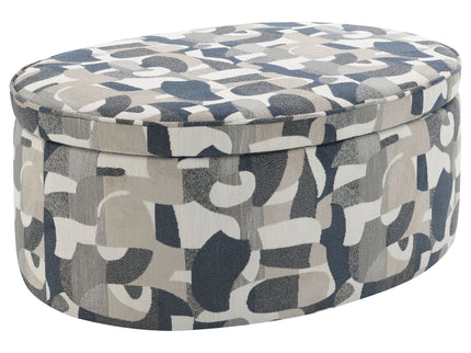 St. Helena - Oval Storage Ottoman With Removable Top - Indigo