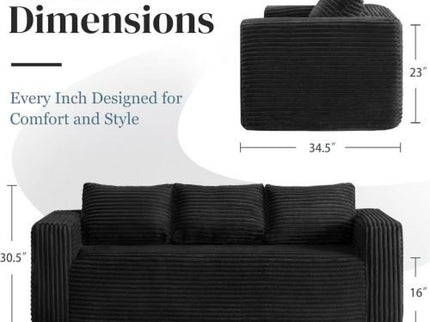 Cloud Loveseat Sofa Couch, Compressed - Black