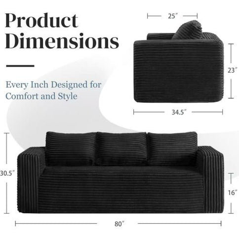 Cloud Loveseat Sofa Couch, Compressed - Black