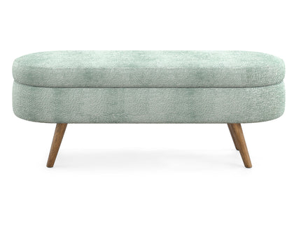 Modern Ottoman Oval Storage Bench With Rubber Wood Legs