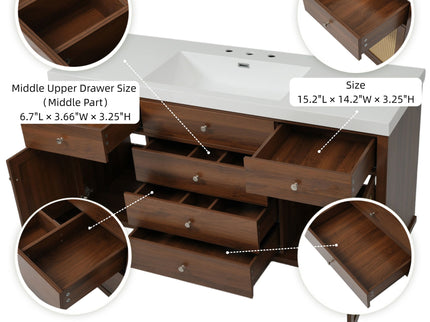 Bathroom Vanity With Sink, 5 Legs, Soft Close Drawers