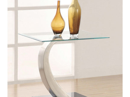 Terrell - Satin Rectangular Glass Top End Table - Silver