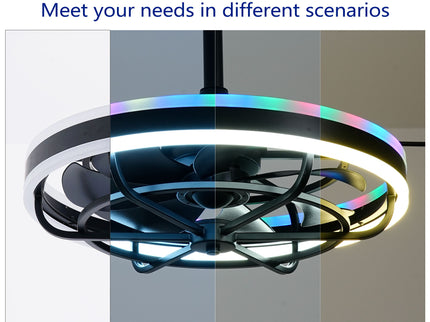 Ceiling Fan Light LED Light Source And Remote Control, 3000 - 6500K Dimmable LED Fan Light, 6 Speeds, For Living Room - Matte Black