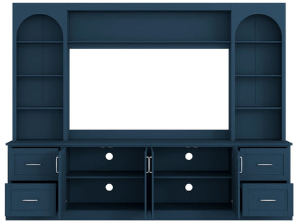 Arched Entertainment Center Wall Unit With Drawers, TV Stand