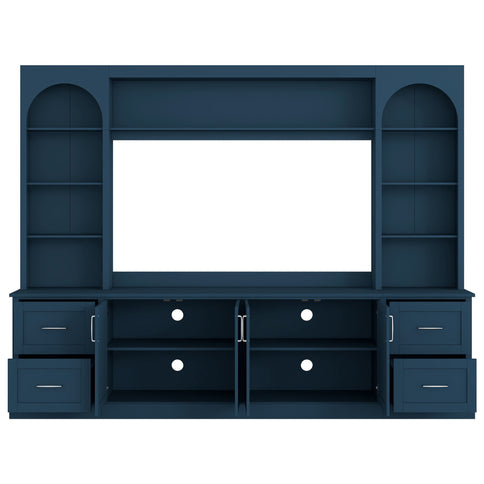 Arched Entertainment Center Wall Unit With Drawers, TV Stand