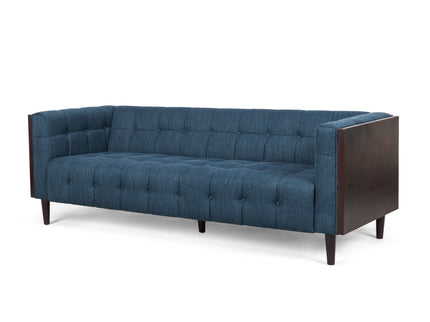 Contemporary Mid-Century Charm 3 Seater Sofa With Button Tufted Waffle Stitching