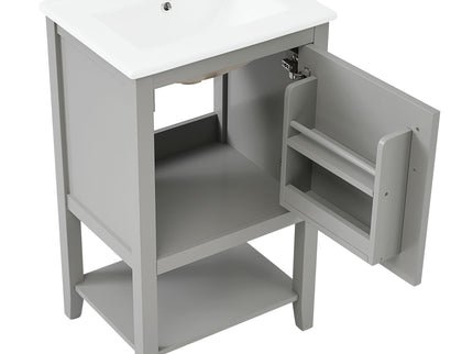 Modern Bathroom Vanity With Sink, Soft-Closing Door And Open Shelf