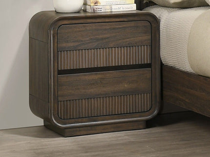 Flair Rounded Edges Nightstand, 2 Drawer Storage - Brown