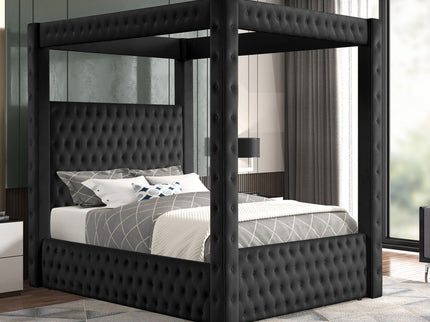 Modern 4 Poster Bed With Tufted Headboard And Footboard