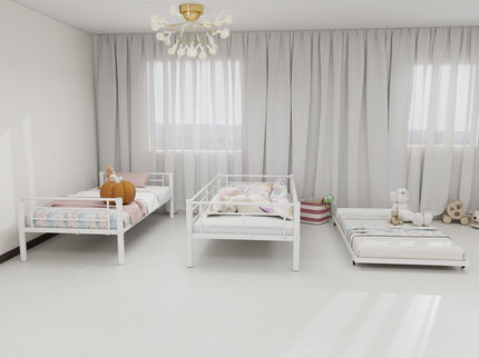 Bunk Bed For Kids, Convertible Frame With Ladders & Guardrail